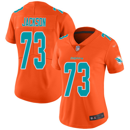 Nike Miami Dolphins 73 Austin Jackson Orange Women Stitched NFL Limited Inverted Legend Jersey